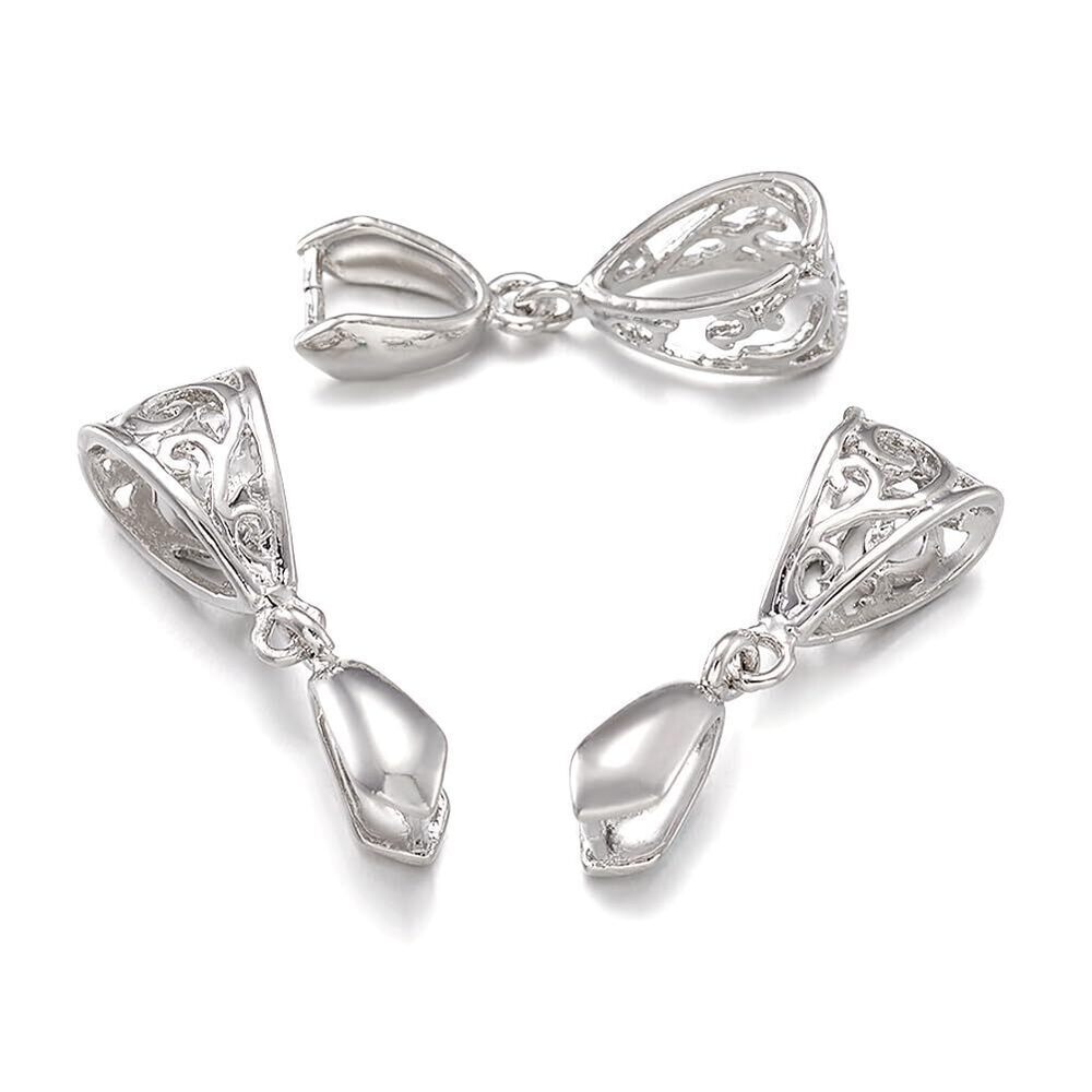 1712 Beadthoven 50pcs Filigree Pinch Bails Pendant Clasps Connectors